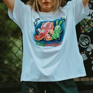Mod Wave Movement By Dark Side Style Vanguard's Dog White Graphic Tee With Tags